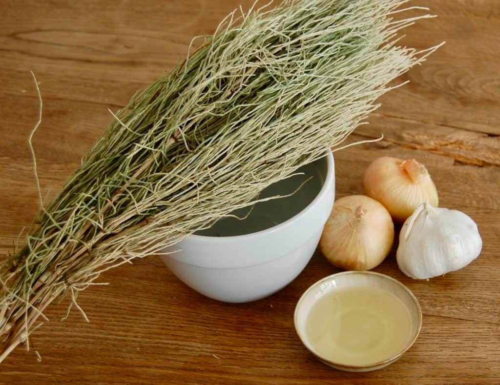 Zutaten für Brühe aus dem Ackerschachtelhalm